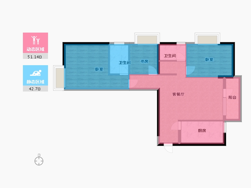 湖北省-武汉市-庭瑞中心-83.91-户型库-动静分区