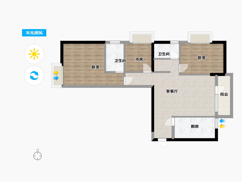 湖北省-武汉市-庭瑞中心-83.91-户型库-采光通风