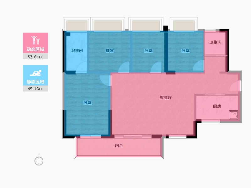 广东省-肇庆市-碧桂园龙熹山-88.97-户型库-动静分区