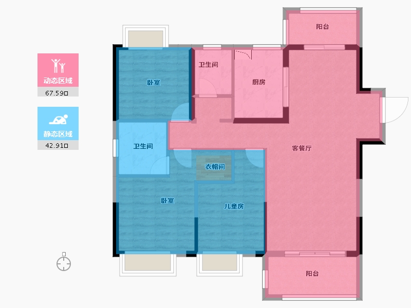 湖北省-孝感市-安陆水岸华府-99.71-户型库-动静分区