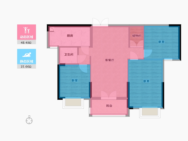 湖北省-武汉市-新长江香榭国际城-75.43-户型库-动静分区