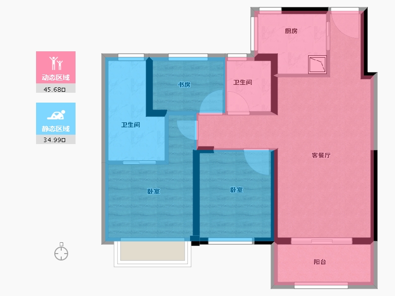 浙江省-绍兴市-东渡玺悦-70.99-户型库-动静分区