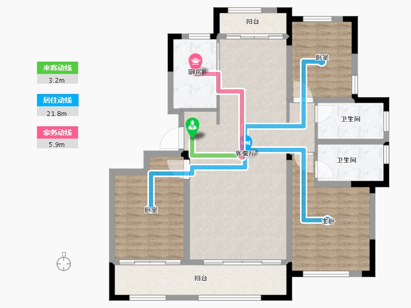 山东省-东营市-理想之城·柳岸晓风-116.07-户型库-动静线