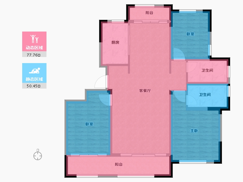 山东省-东营市-理想之城·柳岸晓风-116.07-户型库-动静分区