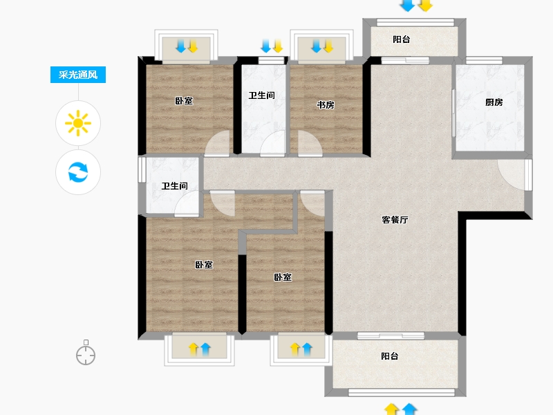 湖北省-孝感市-安陆水岸华府-97.31-户型库-采光通风