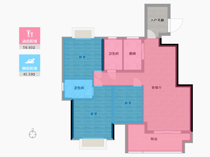 湖北省-黄石市-金茂·观澜府-95.96-户型库-动静分区