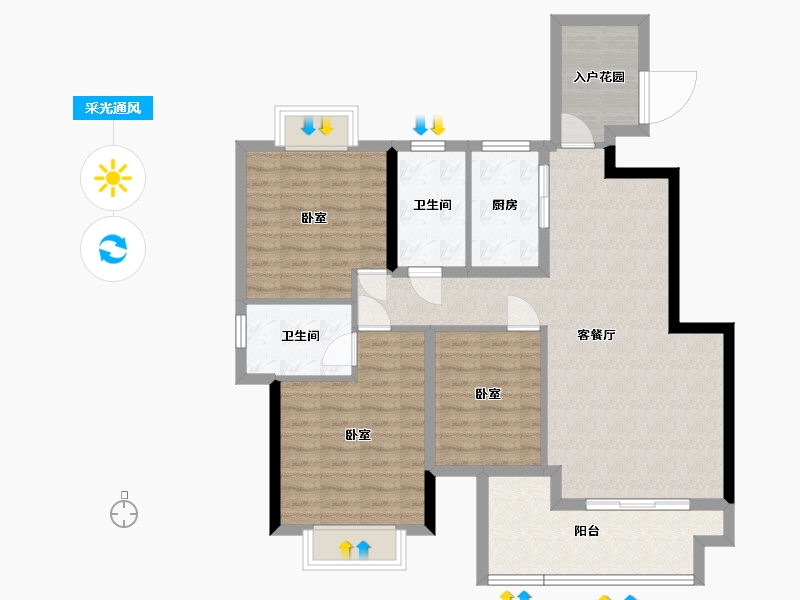 湖北省-黄石市-金茂·观澜府-95.96-户型库-采光通风