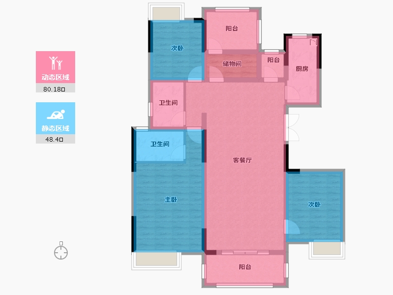 湖南省-湘潭市-湾田九华湖壹号-114.69-户型库-动静分区