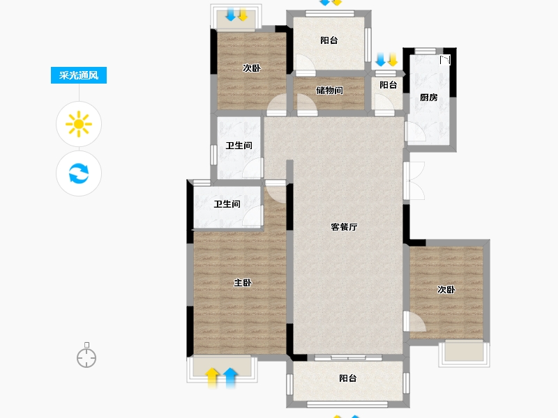 湖南省-湘潭市-湾田九华湖壹号-114.69-户型库-采光通风