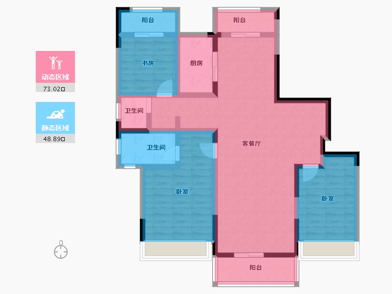 湖南省-常德市-曙光·锦城-107.78-户型库-动静分区