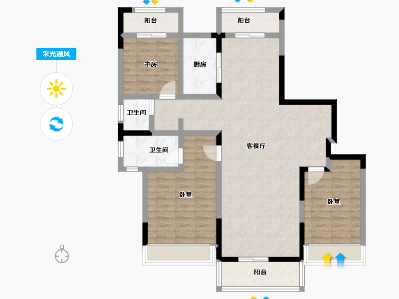 湖南省-常德市-曙光·锦城-107.78-户型库-采光通风