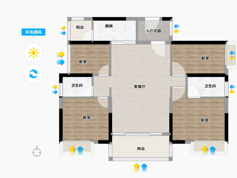 广东省-广州市-保利罗兰国际-105.29-户型库-采光通风