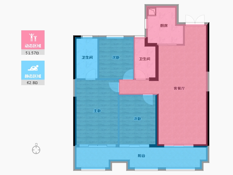 湖南省-湘潭市-湾田九华湖壹号-103.86-户型库-动静分区