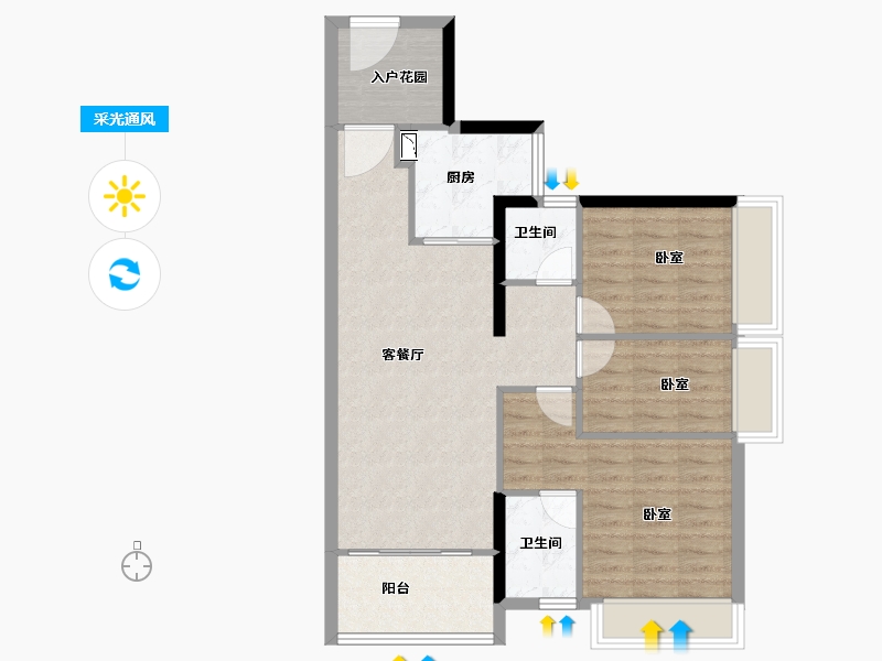 广东省-广州市-保利罗兰国际-80.84-户型库-采光通风