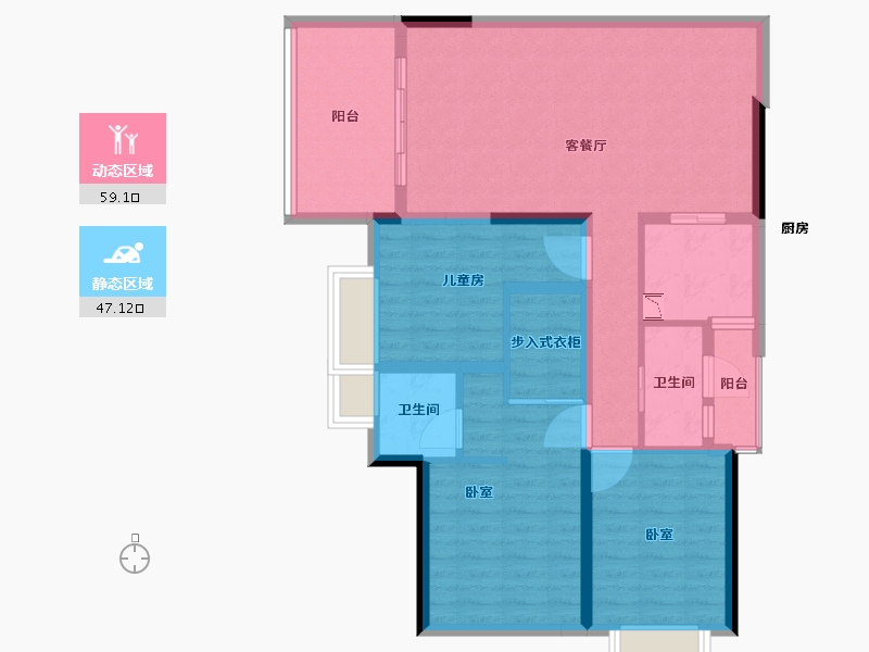 湖北省-宜昌市-宜昌中心天宸府-94.36-户型库-动静分区