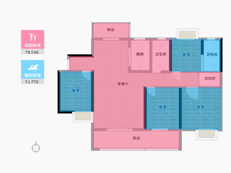 湖北省-黄石市-金茂·观澜府-116.74-户型库-动静分区