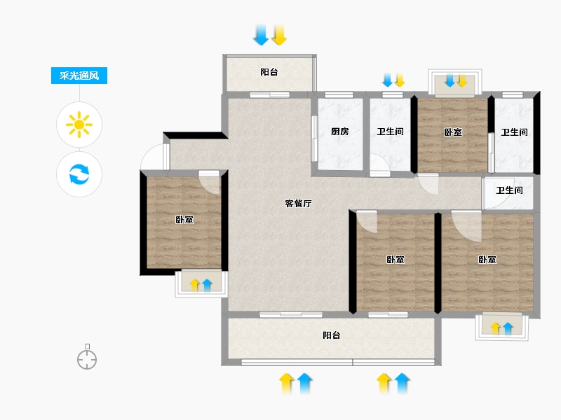 湖北省-黄石市-金茂·观澜府-116.74-户型库-采光通风