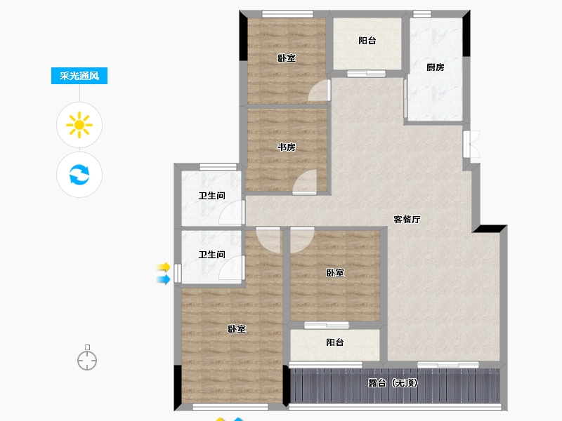 河南省-开封市-宝业龙湖御城-109.00-户型库-采光通风