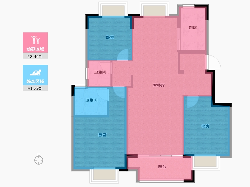 江西省-景德镇市-景安公馆-90.61-户型库-动静分区