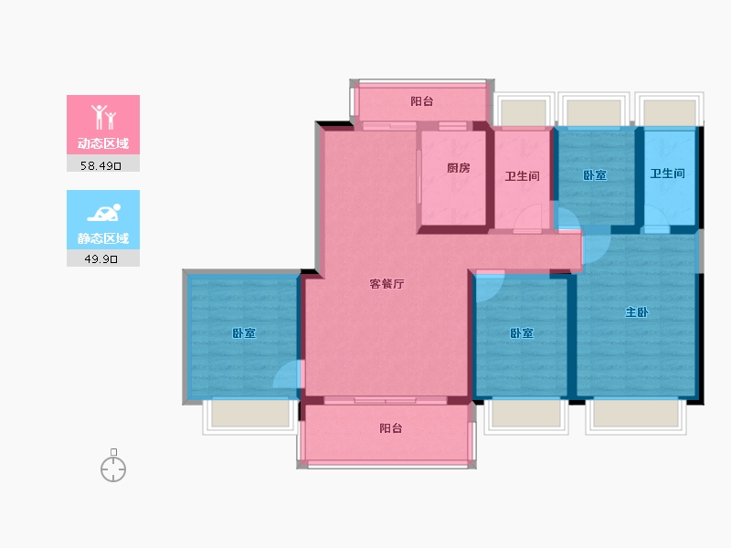 广东省-惠州市-碧桂园珑川府-95.60-户型库-动静分区