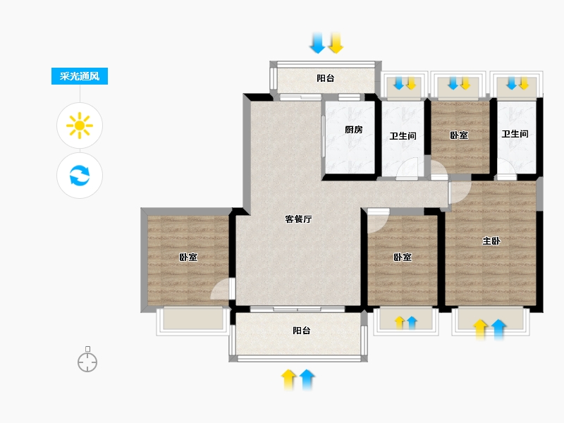 广东省-惠州市-碧桂园珑川府-95.60-户型库-采光通风