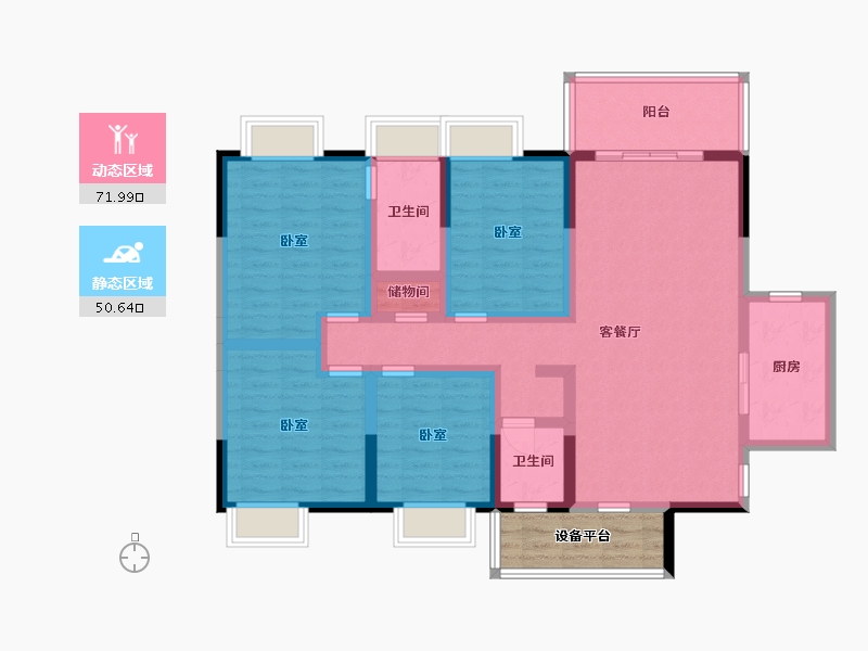 湖南省-邵阳市-滨江巴黎新城-113.68-户型库-动静分区