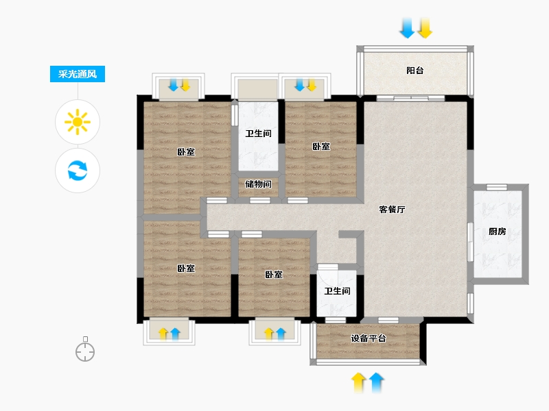 湖南省-邵阳市-滨江巴黎新城-113.68-户型库-采光通风