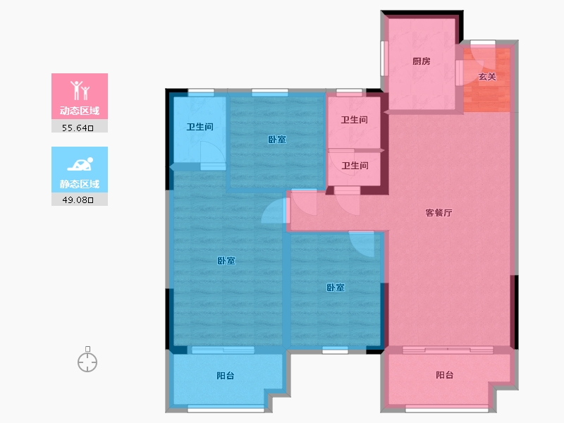 湖南省-岳阳市-东风湖景苑-93.79-户型库-动静分区