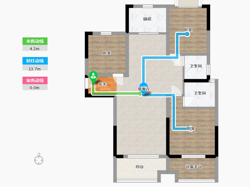 湖南省-岳阳市-东风湖景苑-89.30-户型库-动静线