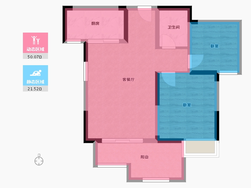 湖北省-武汉市-禹洲翡丽公馆3期-63.28-户型库-动静分区