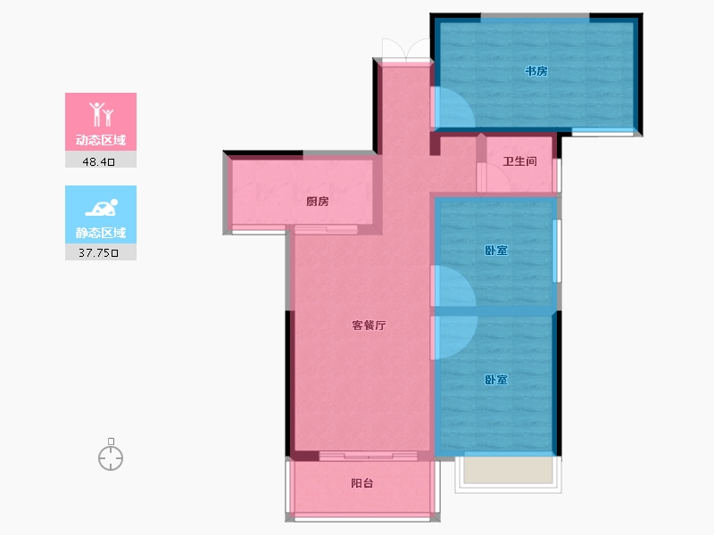 湖南省-长沙市-湘江东苑-75.97-户型库-动静分区