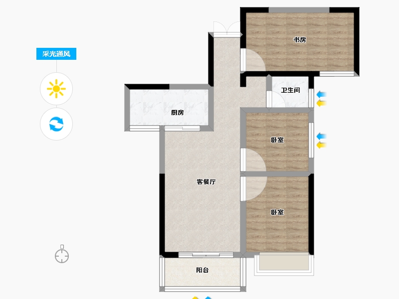 湖南省-长沙市-湘江东苑-75.97-户型库-采光通风