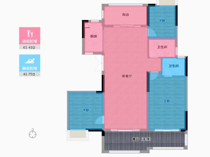 湖南省-湘潭市-湾田九华湖壹号-111.07-户型库-动静分区