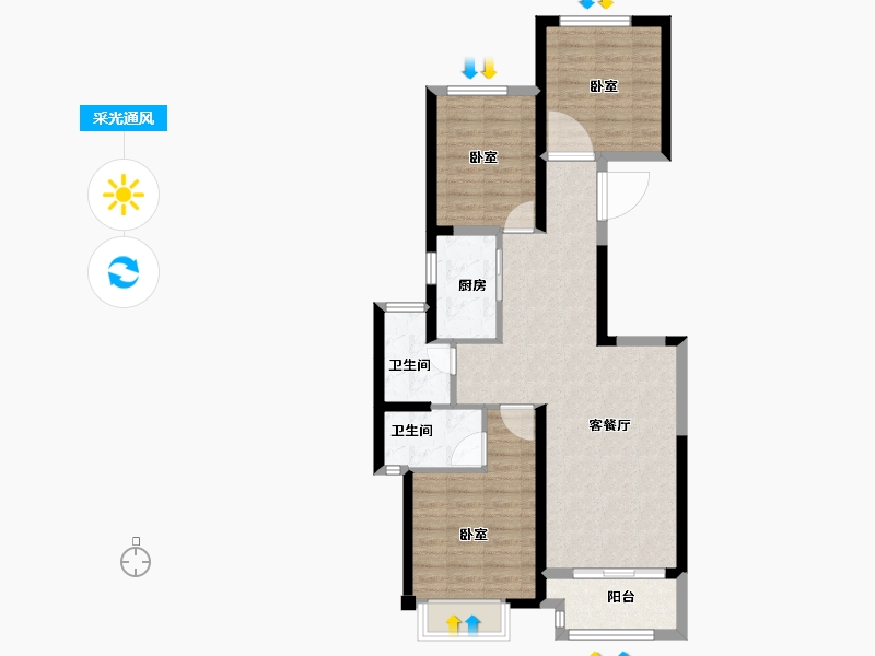 浙江省-绍兴市-东渡玺悦-80.00-户型库-采光通风