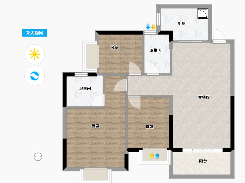 广东省-佛山市-恒大御湖郡-85.00-户型库-采光通风