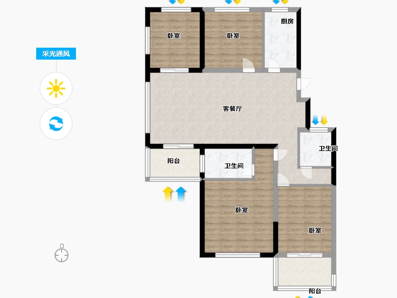 河南省-许昌市-东湖天墅-113.00-户型库-采光通风