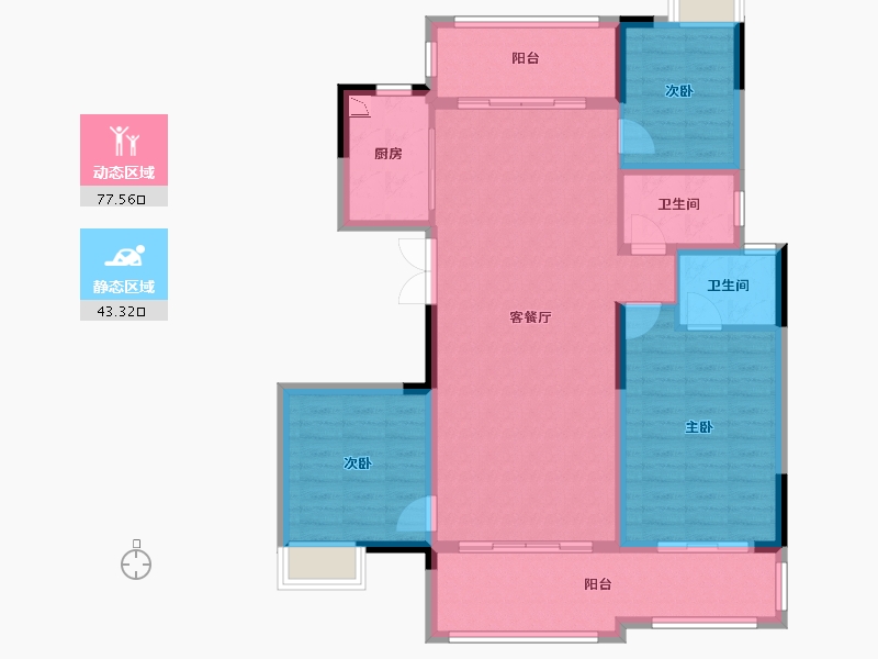 湖南省-湘潭市-湾田九华湖壹号-109.53-户型库-动静分区