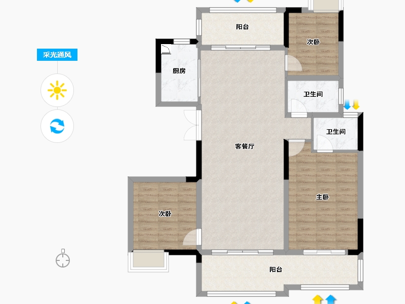 湖南省-湘潭市-湾田九华湖壹号-109.53-户型库-采光通风