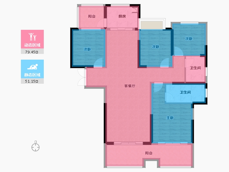 湖南省-湘潭市-湾田九华湖壹号-116.39-户型库-动静分区