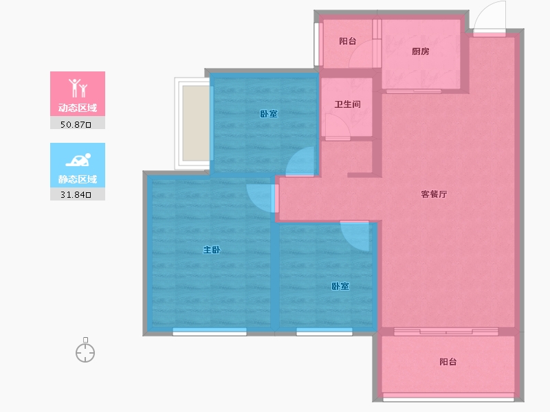 广西壮族自治区-贺州市-绿城·上海公馆-73.77-户型库-动静分区