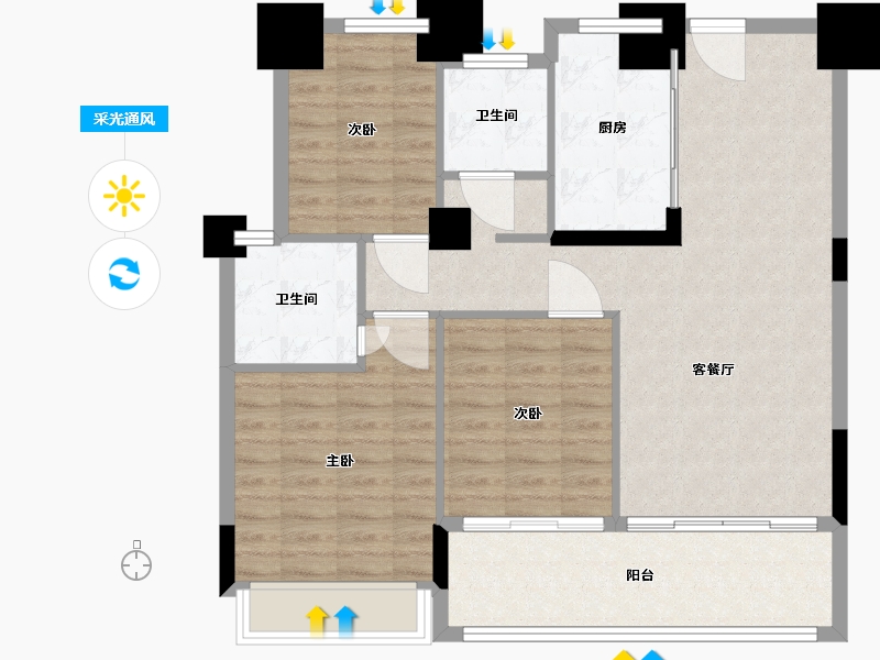 安徽省-蚌埠市-融昊外滩-93.00-户型库-采光通风