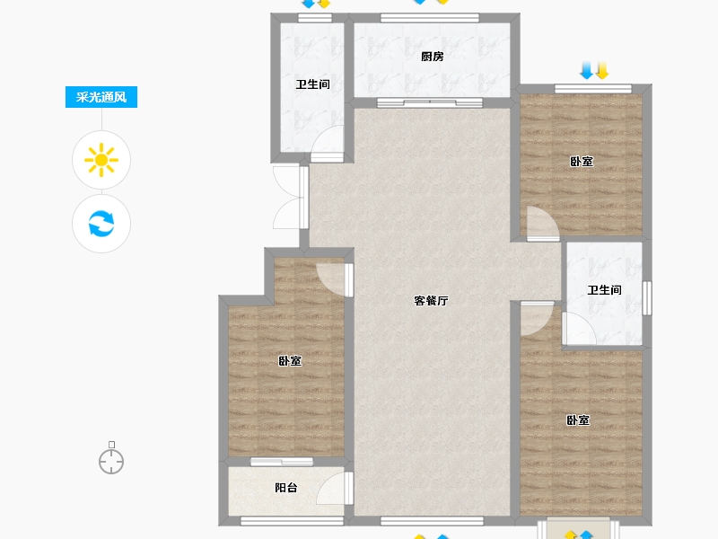 山东省-潍坊市-恒信书香门第-113.98-户型库-采光通风