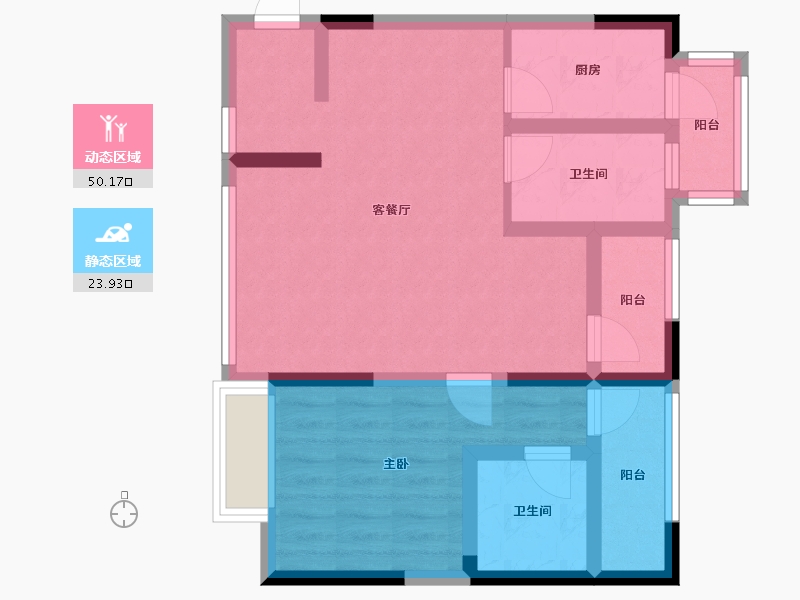 四川省-成都市-仁和香榭广场-64.27-户型库-动静分区