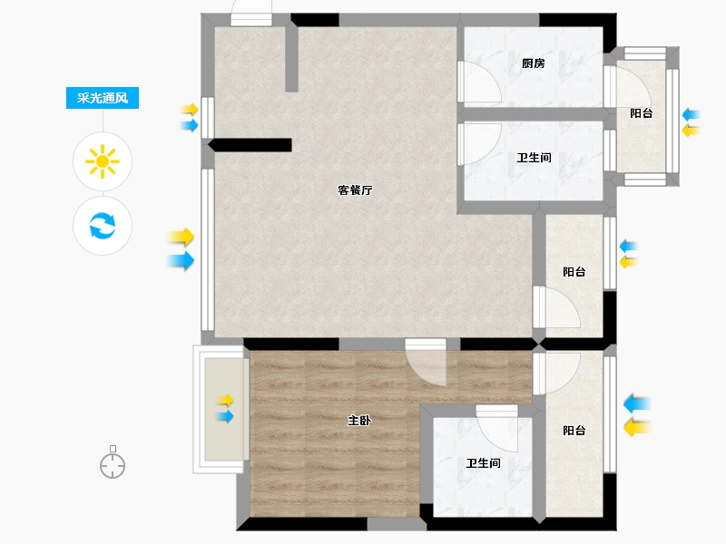 四川省-成都市-仁和香榭广场-64.27-户型库-采光通风