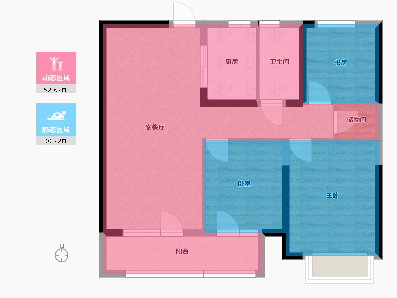 湖北省-武汉市-融创融公馆-74.28-户型库-动静分区