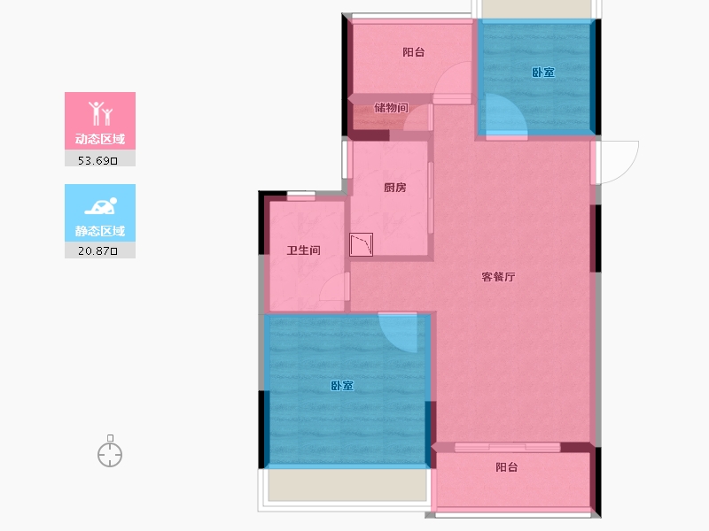 广东省-广州市-万科桃源里-66.00-户型库-动静分区