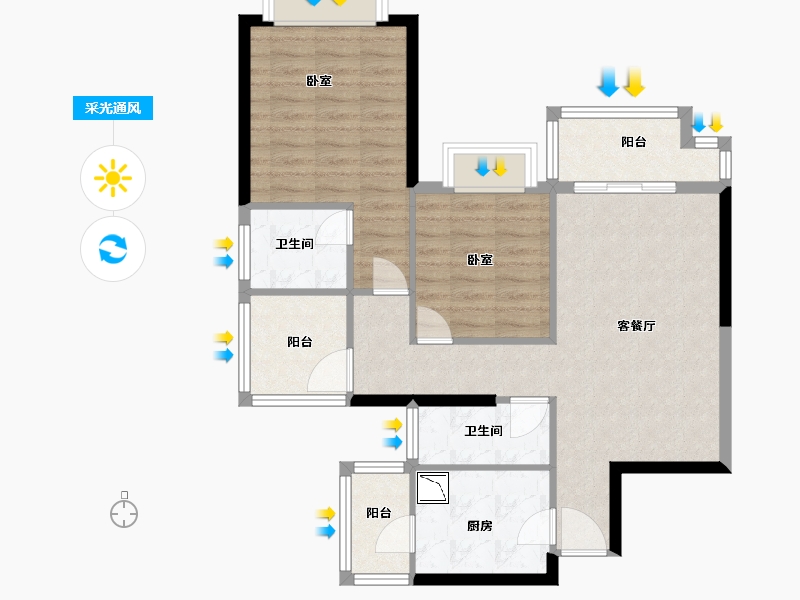 广东省-佛山市-雅居乐英伦首府-80.00-户型库-采光通风