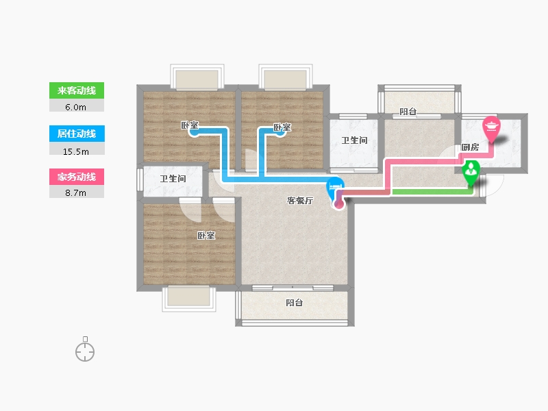 湖北省-武汉市-光谷佳园四期绿茵小镇-91.19-户型库-动静线