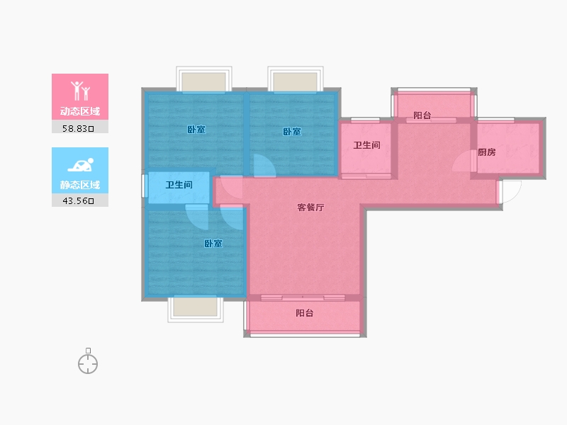 湖北省-武汉市-光谷佳园四期绿茵小镇-91.19-户型库-动静分区