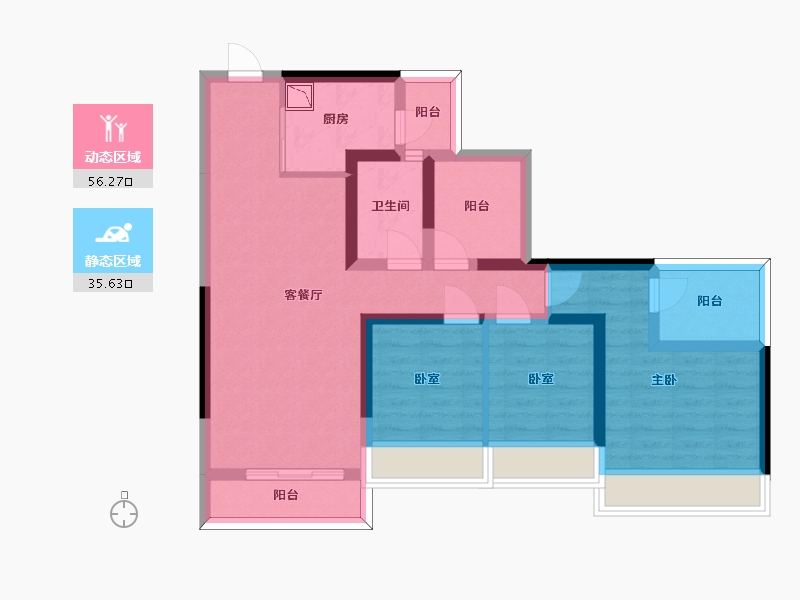 广东省-惠州市-龙光玖龙湾-79.64-户型库-动静分区